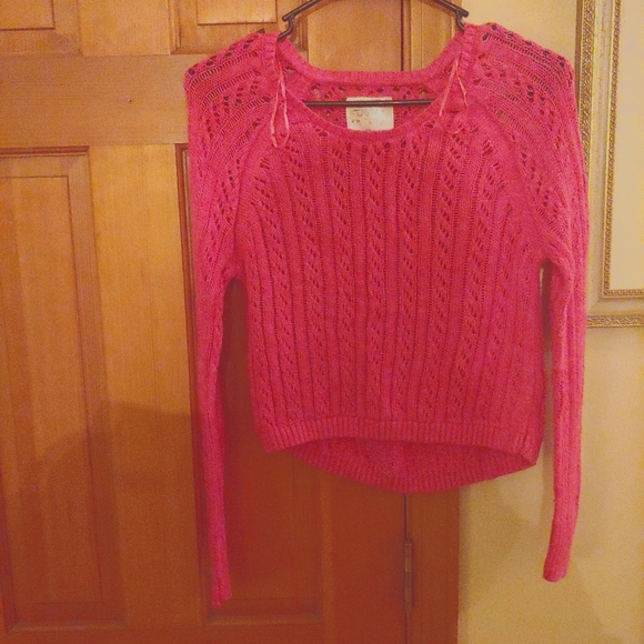 Justice Sweater Junior Size 14 Woven Pink - Picture 1 of 3